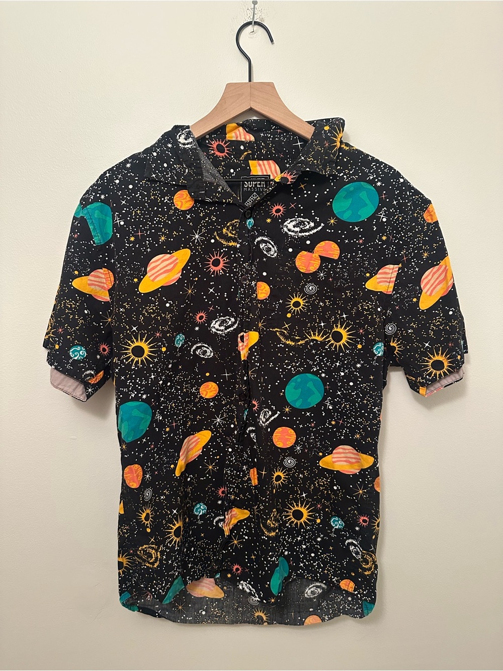 Super Massive Outer Space 100% Cotton Button Up Short Sleeve Shirt
